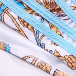 Women's Two-piece Swimsuit Sexy Ribbon Stitching Lace Strap Printing Bikini