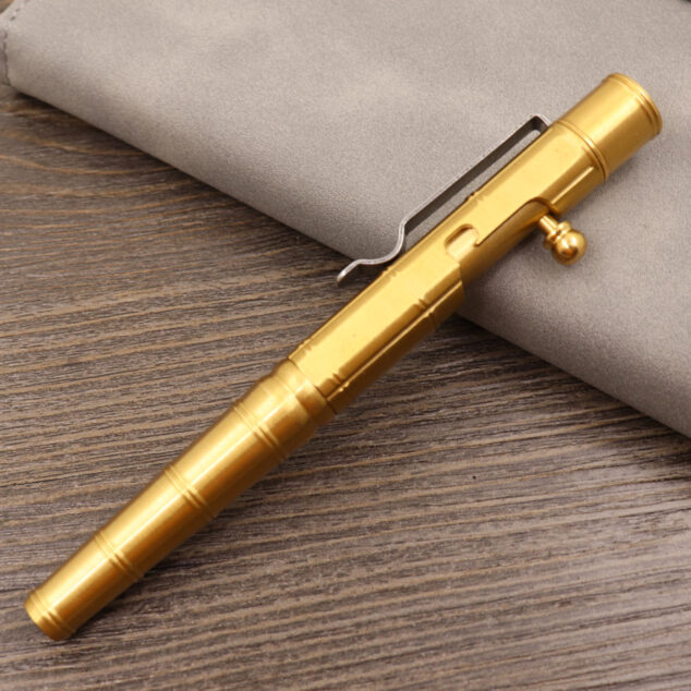 Retro Pure Copper Bolt Type Metal Tactical Pen