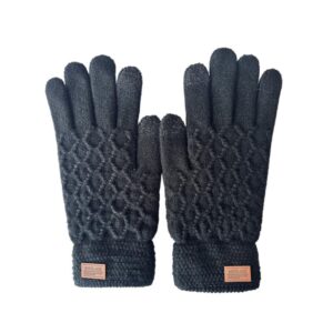 New Men's Touch Screen Autumn And Winter Knitting Warm Velvet Padded Thickened Gloves