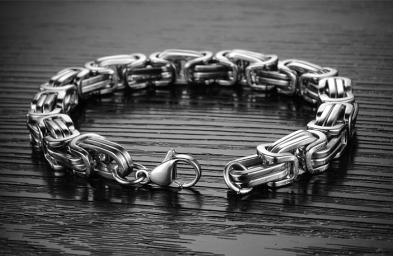 Stainless Steel Titanium Silver Emperor Chain Bracelet