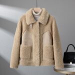 Winter New Fashion Particles Chenille Coat Stitching Fur Coat Women