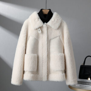 Winter New Fashion Particles Chenille Coat Stitching Fur Coat Women