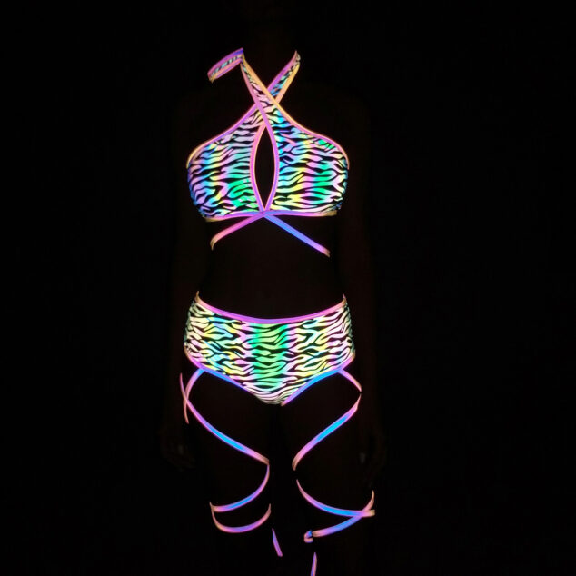 Printed Colorful Reflective Three Piece Swimsuit Women