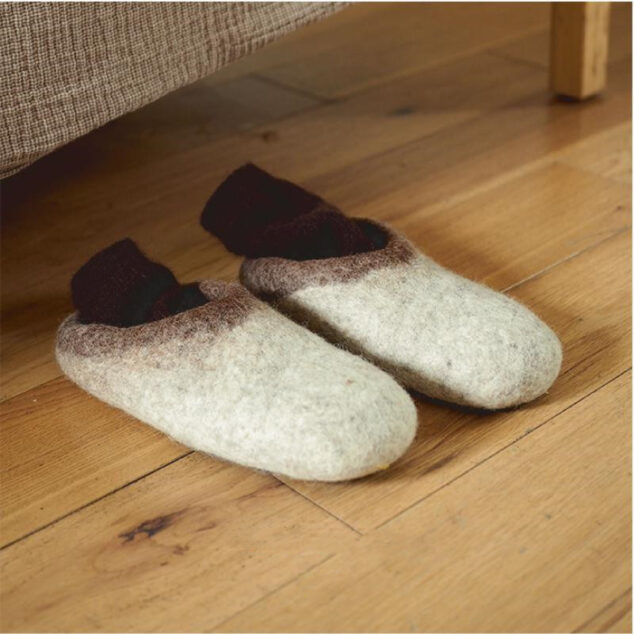 Handmade Wool Felt Indoor Home Silent Anti-slip Slippers
