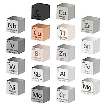 Metal Element Cube  High Purity, Periodic Table Of Elements Collection For Element Collections Hobbies, Pure Tungsten Cube, Iron, Aluminum, Bismuth,